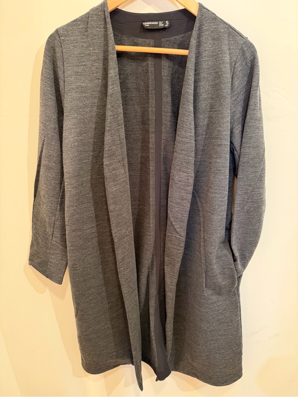 Icebreaker Women's Charcoal Gray Open-Front Merino Cardigan